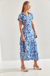 Women's Waist Decollete Tied V-Neck Dress