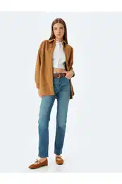 Straight Leg Jeans Normal Waist Slim Fit Buttoned Pocket - Slim Straight Fit Jeans