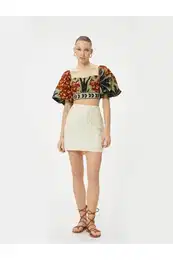 Scallop Mini Skirt Normal Waist Viscose Blended