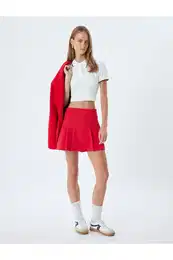 Pleated Mini Short Skirt