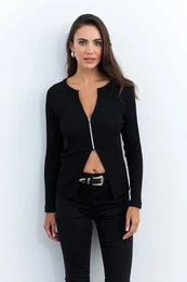 Women's Black Zip Camisole Blouse