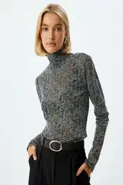 Black Patterned Women's T-Shirt