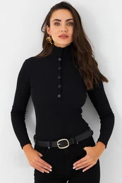 Women's Black Snap Camisole Blouse