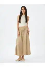 Modal Fabric Waist Elasticated Long Flared Skirt