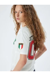 Oversize T-Shirt with Printed Slogan on the Back, Crew Neck, Short Sleeve, Cotton