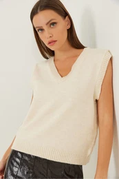 Women's V Neck Knitted Sweater