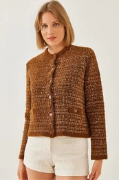 Women's Patterned Pocket Knitwear Cardigan