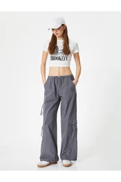Oversize Parachute Pants Low Waist Wide Leg Cargo Pocket Cotton