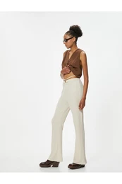 Slim Fit Trousers with Metal Accessories and Tie Detail