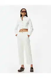 Cargo Jeans Pocket Detailed Normal Waist Straight Leg Cotton