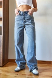 Women's Laser Cut Denim Trousers 486