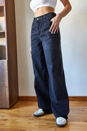 Women's Laser Cut Denim Trousers 486