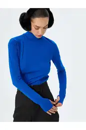 Long Sleeve Slim Fit Turtleneck Fleece T-Shirt