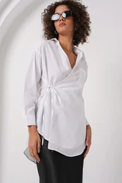 20271 Long Double Breasted Shirt - White