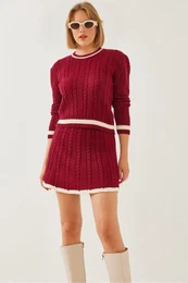 Women's Hair Braided Skirt Bottom Top Knitwear Set