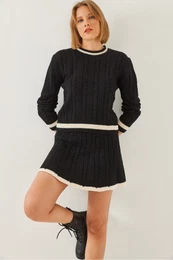 Women's Hair Braided Skirt Bottom Top Knitwear Set