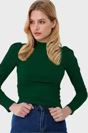 Trend Alaat Stili Women's Emerald Green Princess Sleeve Half Fisherman Camisole Blouse