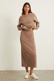 RIYA Women's 100% Organic Cotton 3 Thread Non-Rising Maxi Mink Skirt