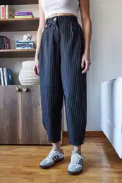 Women's Buttoned Striped Shalwar Trousers