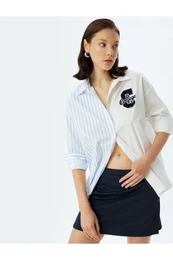 Oversize Shirt Poplin Long Sleeve Applique Detail