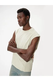 Sleeveless T-Shirt Basic Crew Neck Cotton