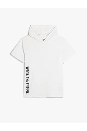 Sports T-Shirt Oversize Hooded Slogan Printed Half Sleeve