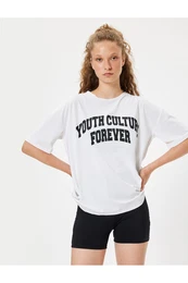 Oversize Sports T-Shirt Slogan Printed Crew Neck Short Sleeve