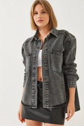 Women's Antique Button Detail Denim Shirt 4740