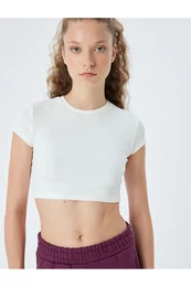 Crew Neck Short Sleeve Slim Fit Crop Sports T-Shirt