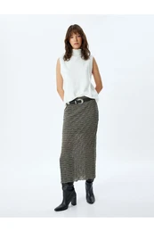 Semi-Transparent Lined Midi Length Pencil Skirt