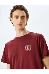 Crew Neck Short Sleeve Slogan Printed Oversize Sports T-Shirt