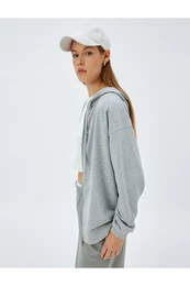 Long Sleeve Triple Yarn Cotton Zippered Hooded Sweatshirt