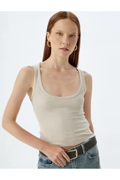 Viscose Fabric U Neck Thick Strappy Ribbed Undershirt