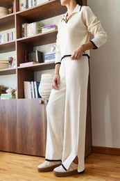 Women's Stripe Knitwear Bottom Top Suit 2053