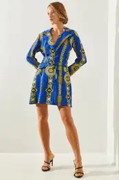 Women's Patterned Mini Jacket Dress 2150