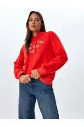 Printed Long Sleeve Three Thread Raster Hooded Sweatshirt
