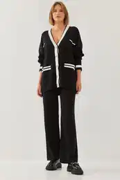 Women's Knotted Cardigan Knitwear Bottom Top Set 8062