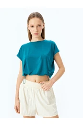 Crop Crew Neck Elastic Waist Sports T-Shirt