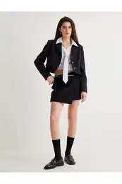 Standard Waist Asymmetrical Double BreastedMiniShorts Skirt