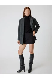 Low Waist Slim Fit Button Detail Mini Shorts Skirt