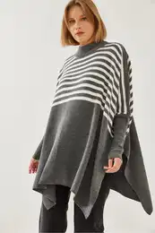 Women's Striped Knitwear Poncho 10244