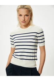 Navy Blue Striped Women's Sweater
