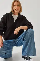 Women's Zippered Oversize Sweatshirt