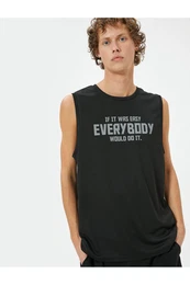 Sports Athlete Slogan Printed Sleeveless Crew Neck