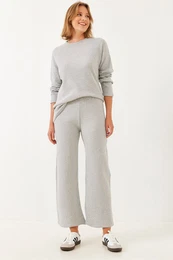 Women's Crew Neck Basic Bottom-Top Set 0036