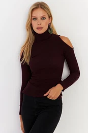 Women's Plum Off-Shoulder Camisole Blouse HOR04