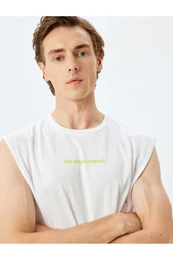 Crew Neck Slogan Printed Sports Undershirt