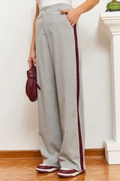Women's Stripe Detailed Palazzo Fabric Trousers