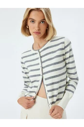 Knitted Cardigan Round Neck Long Sleeve