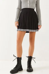 Women's Stripe Detail Pleated Atlas Skirt 7152